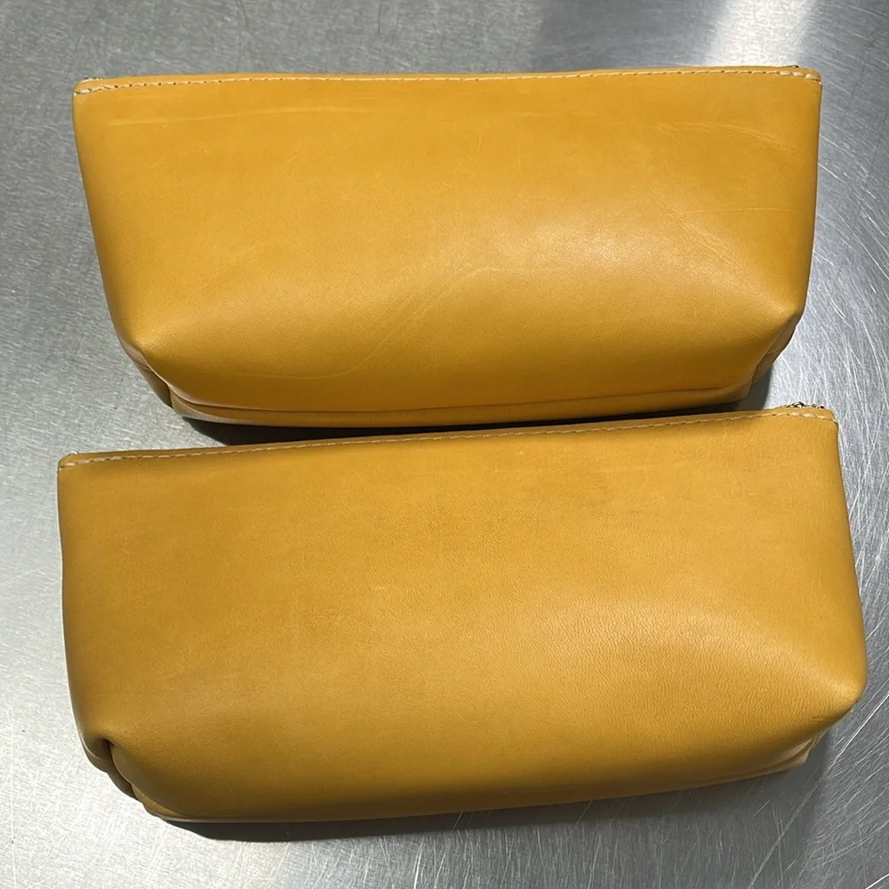 Set of 2 Portland Leather Sunflower Cosmetic Bags - Picture 2 of 3